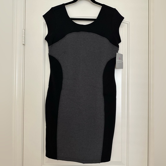 Athleta Dresses & Skirts - NWT Athleta Illusion Dress Black/Gray M $98 MSRP